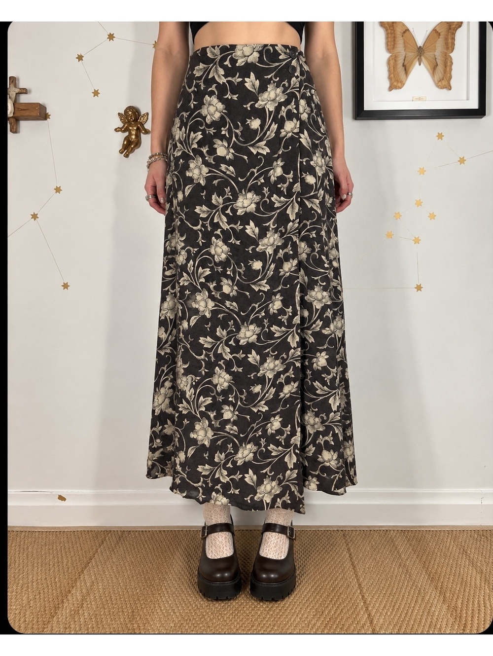 Jones New York 100% Silk Floral Midi Skirt Women’s Size 8